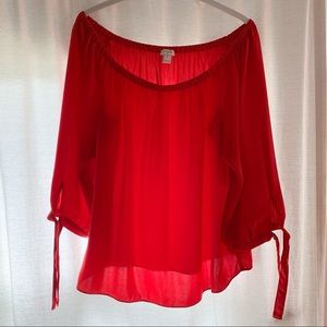 J. Crew Factory Off the Shoulder Top - Red